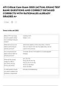 ATI Critical Care Exam 2025 &lpar;ACTUAL  EXAM&rpar; TEST BANK QUESTIONS AND  CORRECT DETAILED CORRECTS  WITH RATIONALES ALREADY  GRADED A&plus;