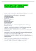 PSYCH 302 STUDY GUIDE EXAM 1 QUESTIONS AND ANSWERS
