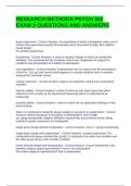 RESEARCH METHODS PSYCH 302 EXAM 3 QUESTIONS AND ANSWERS