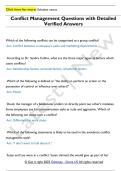 Conflict Management Questions with Detailed  Verified Answers 