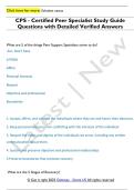 CPS - Certified Peer Specialist Study Guide  Questions with Detailed Verified Answers 