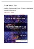 Test Bank For Lehne's Pharmacotherapeutics for Advanced Practice Nurses and Physician Assistants 3rd Edition. By Laura D. Rosenthal. New edition-2025