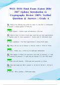  WGU D334 Final Exam &lpar;Latest 2026&sol; 2027 Update&rpar; Introduction to Cryptography Review &vert;100&percnt; Verified Questions & Answers &vert; Grade A