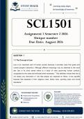 SCL1501 Assignment 1 &lpar;QUALITY ANSWERS&rpar; Semester 2 2026