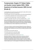 Fundamentals&colon; Chapter 27&colon; Patient Safety and Quality &lpar;Latest Update 2025 &sol; 2026&rpar; Questions & Verified Answers 100&percnt; Correct &lbrack;Grade A&rsqb;