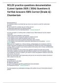 NCLEX practice questions documentation &lpar;Latest Update 2025 &sol; 2026&rpar; Questions & Verified Answers 100&percnt; Correct &lbrack;Grade A&rsqb;- Chamberlain