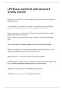 LPC Exam questions well answered already passed