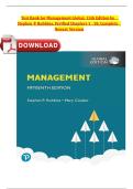 Test Bank for Management&colon; Global Edition&comma; 15th Edition by Stephen P&period; Robbins & Mary Coulter &vert; Complete Chapters 1&ndash;18&comma; Verified Latest Version