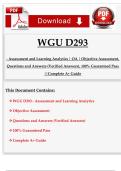 WGU D293 &ndash; Assessment and Learning Analytics &lpar;Objective Assessment&rpar; &vert; Verified Questions and Answers &ndash; Complete A&plus; Guide