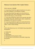 Pulmonary Exam Questions With Complete Solutions