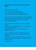 Nursing Theory Final Exam Questions With Complete Solutions