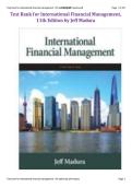 Test Bank for International Financial Management &lpar;11th Edition&rpar; by Jeff Madura