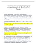 Dosage Calculations Questions & Answers &vert; Nursing and Pharmacology Practice Problems with Step-by-Step Solutions