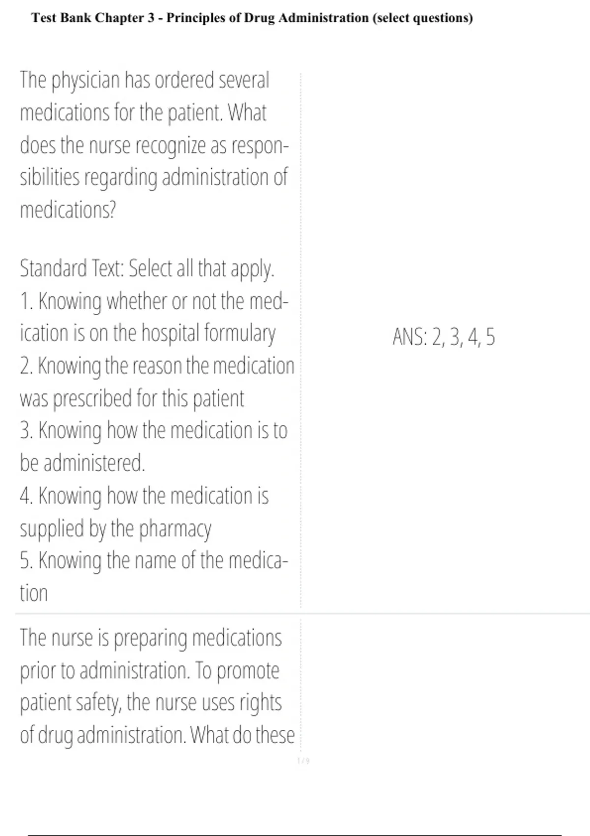 Test Bank Chapter 3 – Principles of Drug Administration | Selected ...
