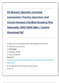 PA Nursery Operator Licensing  Examination Practice Questions And  Correct Answers &lpar;Verified Answers&rpar; Plus  Rationales 2025&vert;2026 Q&A &vert; Instant  Download Pdf