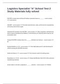 Logistics Specialist "A" School Test 2 Study Materials fully solved