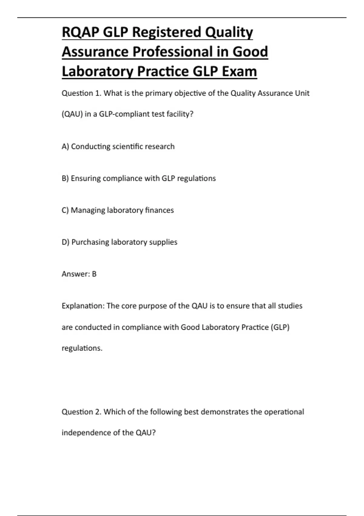 RQAP GLP Registered Quality Assurance Professional in Good Laboratory ...