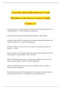 Texas General Line life and health insurance Final Exam Questions And Answers Latest Update Graded A&plus;