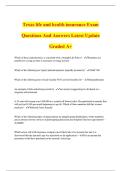 Texas life and health insurance Exam Questions And Answers Latest Update Graded A&plus;