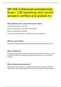 NR446 LEADERSHIP &sol;COLLABORATIVE CARE CJE EXAM TEST BANK WITH 7 DIFFERENT EXAM VERSIONS ALL CORRECT ANSWERS VERIFIED AND GRADED A&plus;