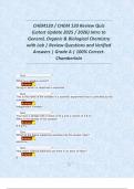 CHEM120 &sol; CHEM 120 Review Quiz &lpar;Latest Update 2025 &sol; 2026&rpar; Intro to General&comma; Organic & Biological Chemistry with Lab &vert; Review Questions and Verified Answers &vert; Grade A &vert; 100&percnt; Correct- Chamberlain  