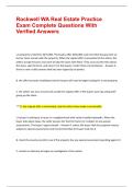 Rockwell WA Real Estate Practice Exam Complete Questions With Verified Answers 