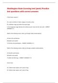 Washington State Licensing test &lpar;pests&rpar; Practice test questions with correct answers