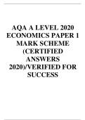 AQA A LEVEL    ECONOMICS PAPER 1  MARK SCHEME  &lpar;CERTIFIED  ANSWERS &rpar;&sol;VERIFIED FOR  SUCCESS