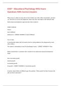 D307 - Educational Psychology WGU Exam Questions With Correct Answers 