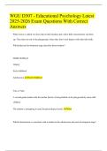 WGU D307 - Educational Psychology Latest 2025-2026 Exam Questions With Correct Answers
