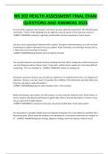 NR 302 HEALTH ASSESSMENT FINAL EXAM QUESTIONS AND ANSWERS 2025