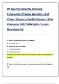 PA Sawmill Operator Licensing  Examination Practice Questions And  Correct Answers &lpar;Verified Answers&rpar; Plus  Rationales 2025&vert;2026 Q&A &vert; Instant  Download Pdf
