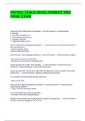 PSY302- CHILD DEVELOPMENT TMU FINAL EXAM QUESTIONS AND ANSWERS &vert; VERIFIED &vert; GRADED A