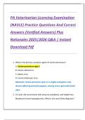 PA Veterinarian Licensing Examination  &lpar;NAVLE&rpar; Practice Questions And Correct  Answers &lpar;Verified Answers&rpar; Plus  Rationales 2025&vert;2026 Q&A &vert; Instant  Download Pdf