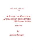 A SURVEY OF CLASSICAL AND MODERN GEOMETRIES With Computer Activities SOLUTION MANUAL by Arthur Baragar