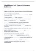 Final Electrolysis Exam with Accurate Solutions
