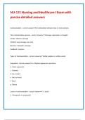 NU-131 Nursing and Healthcare I Exam with precise detailed answers