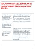 DECA Entrepreneurship Exam 2025-2026 NEWEST  VERSION COMPLETE QUESTIONS AND ACCURATE  DETAILED ANSWERS VERIFIED 100&percnt; ALREADY  GRADED A&plus;