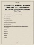NARM Exam A &lpar;MIDWIVES REGISTRY&rpar; & PRACTICE TEST 1000 Questions and Verified Solutions Latest Update This Year