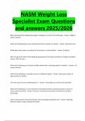 NASM Weight Loss Specialist Exam Questions and answers 2025&sol;2026