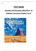 Test Bank for Sensation and Perception 10th Edition - Goldstein & Brockmole