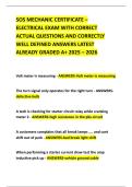 SOS MECHANIC CERTIFICATE &ndash; ELECTRICAL EXAM WITH CORRECT ACTUAL QUESTIONS AND CORRECTLY WELL DEFINED ANSWERS LATEST ALREADY GRADED A&plus; 2025 &ndash; 2026