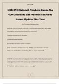 NSG 210 Maternal Newborn Exam ALL 400 Questions and Verified Solutions Latest Update This Year