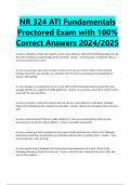 NR 324 ATI Fundamentals Proctored Exam with 100&percnt; Correct Answers 2024&sol;2025