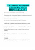 TSIA2&colon; Reading Writing Exam Questions And Answers 2025&sol;2026&lpar;Graded A&plus;&rpar;
