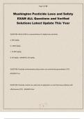 Washington Pesticide Laws and Safety EXAM ALL Questions and Verified Solutions Latest Update This Year