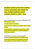 WARRANT BOARD EXAM WITH CORRECT ACTUAL QUESTIONS AND CORRECTLY WELL DEFINED ANSWERS LATEST ALREADY GRADED A&plus; 2025 &ndash; 2026