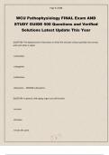 WCU Pathophysiology FINAL Exam AND STUDY GUIDE 500 Questions and Verified Solutions Latest Update This Year