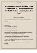 WCU Pathophysiology Midterm Exam &lpar;2 VERSIONS&rpar; ALL 500 Questions and Verified Solutions Latest Update This Year