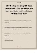 WCU Pathophysiology Midterm Exam COMPLETE 300 Questions and Verified Solutions Latest Update This Year